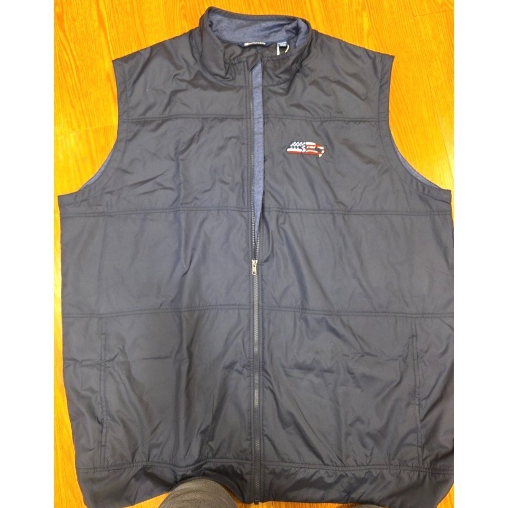 Cutter & Buck Dry Tec Sleeveless Vest Mens 4XT Navy Blue Seahawks Logo Patriotic - Picture 3 of 10